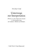 Unterwegs zur Interpretation Cover